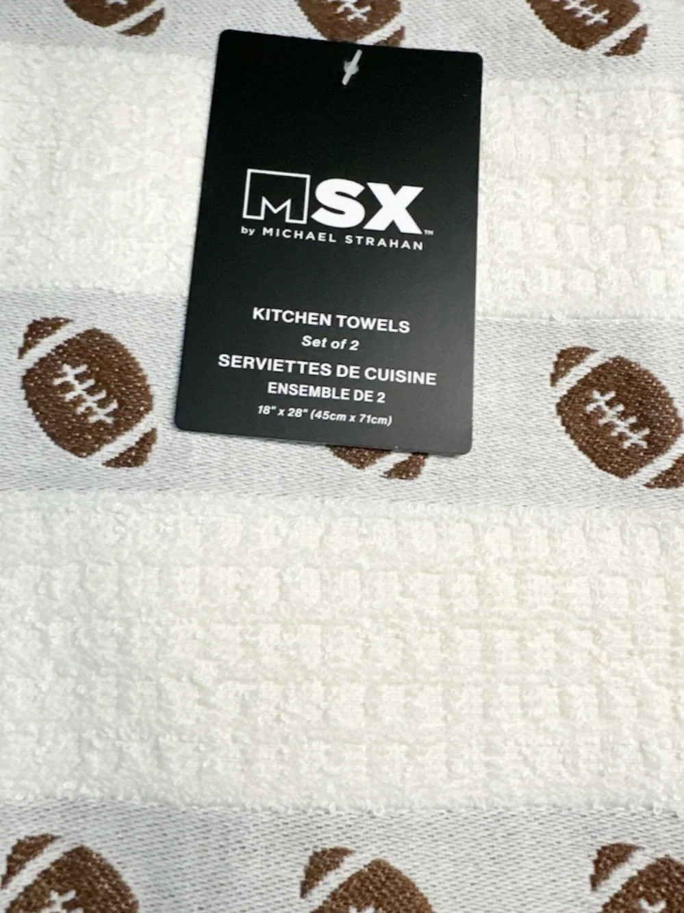 NEW MSX White TOUCHDOWN Football Kitchen Towels - Set of 2